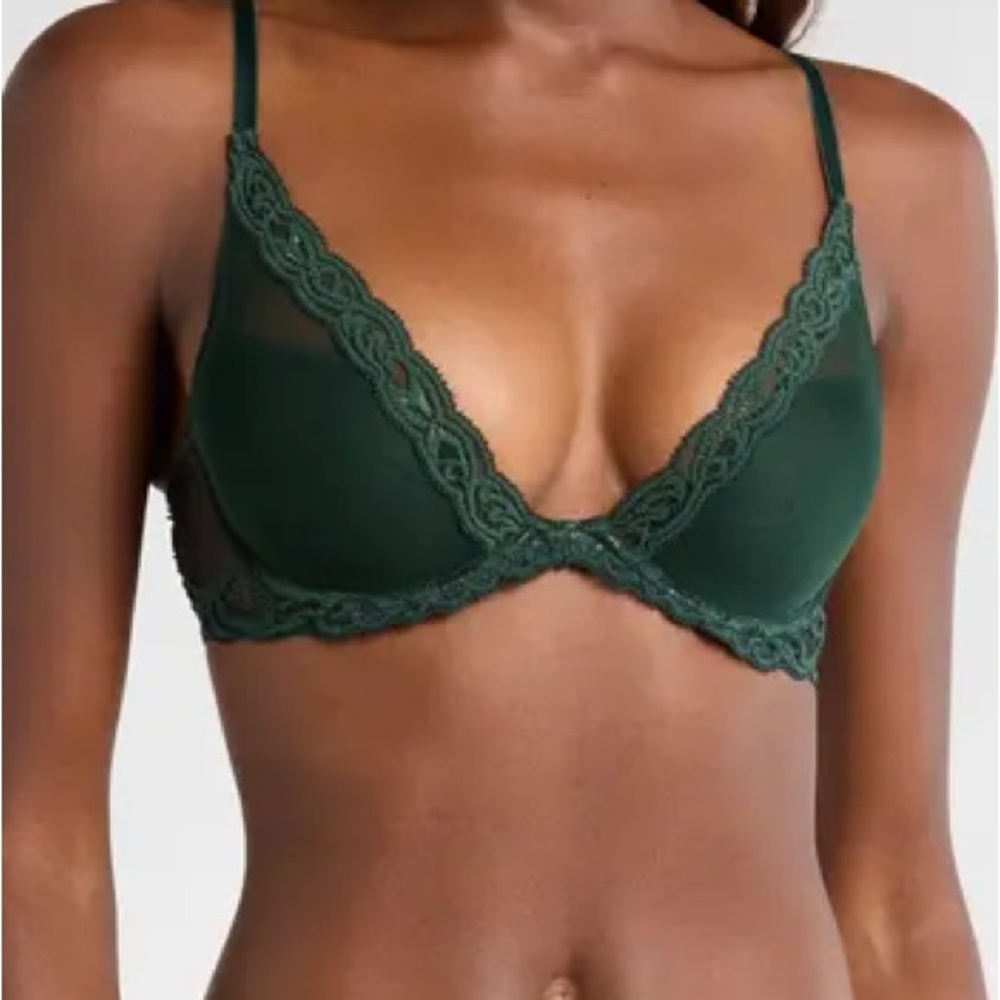Natori Feathers Bra Dark Green